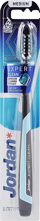 Jordan Expert Clean Medium Četkica za zube Expert Clean, srednja, crna s plavom