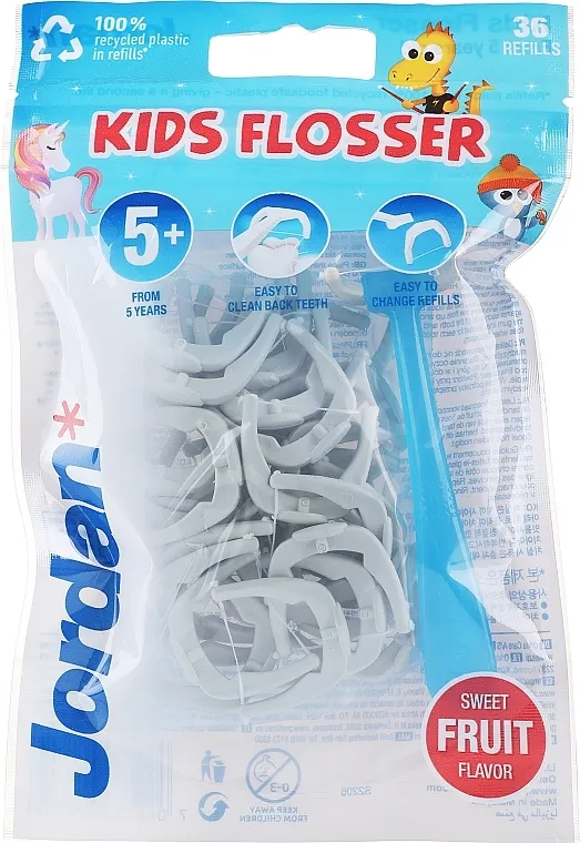 Jordan Kids Flosser (floss/1pc + refils/36pcs) Set, plavo-svetlosivi