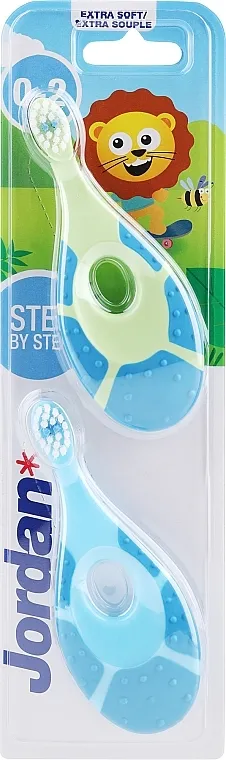 Jordan Step By Step Soft &amp; Gentle Dečija četkica za zube, 0-2 godine, plava+zeleno-plava