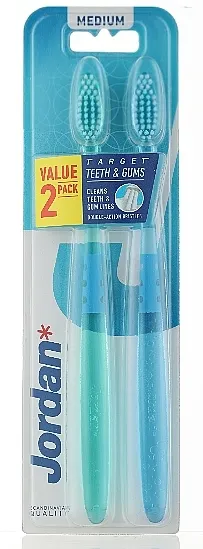 Jordan Target Teeth Toothbrush Četkica za zube srednje tvrdoće, plava sa cvetovima + tirkizna
