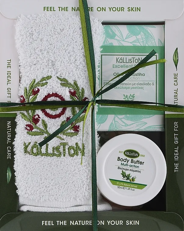 Kalliston Box Kit Mastiha (towel/1pcs + b/butter/50ml + soap/60g) Set Mastika 2