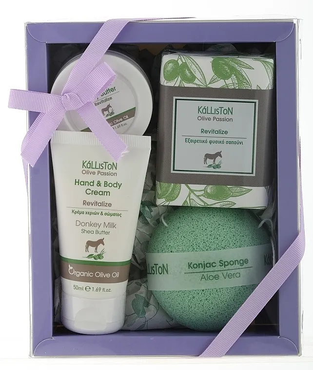 Kalliston Donkey Milk (b/butter/50ml + soap/100g + h&amp;b/cr/50ml + konjac sponge) Set
