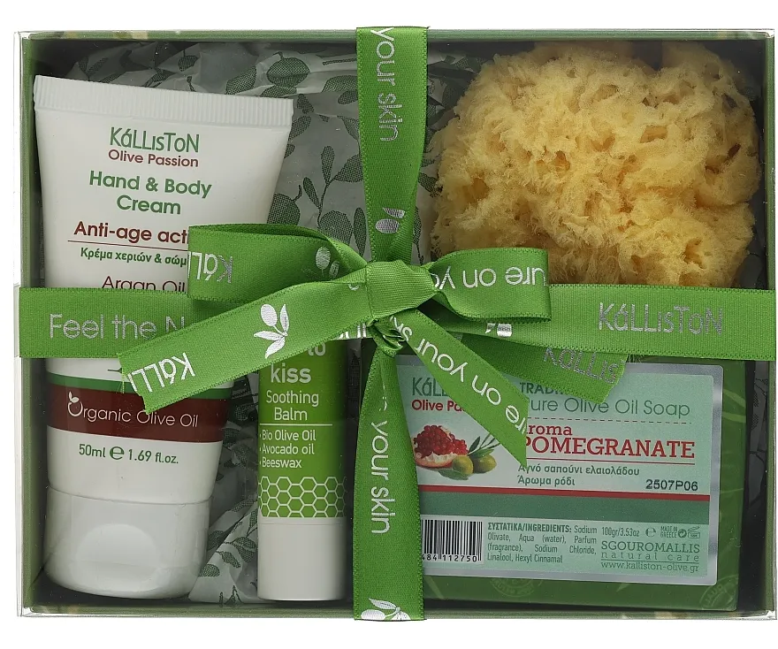 Kalliston Gift Box (soap/100g + cr/50ml + lip/balm/5.2g + sponge/1pcs) Komplet, varijanta 19