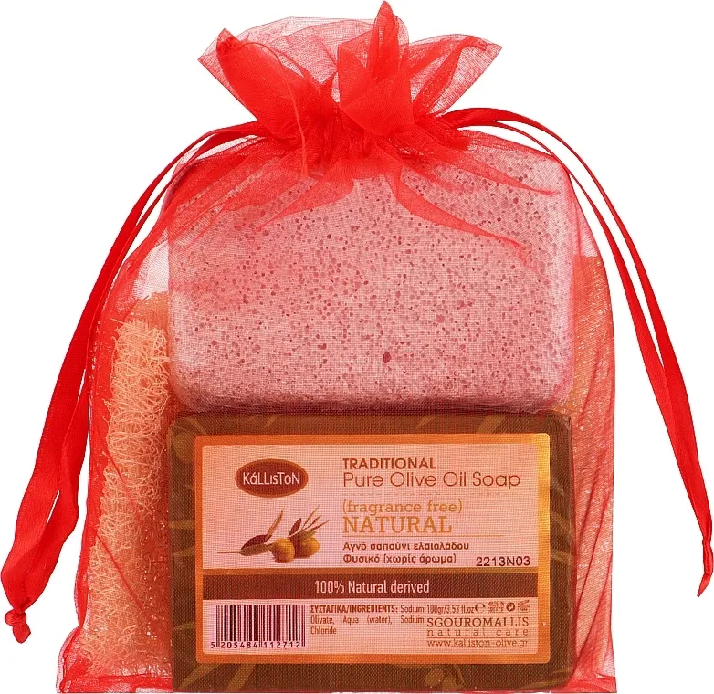 Kalliston (soap/100g + stone/1pcs + sponge/1pcs) Set, KL0614, neparfimisani sapun