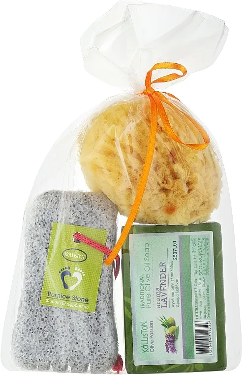 Kalliston (soap/100g + stone/1pcs + sponge/1pcs) Set, sapun sa mirisom lavande, siva kamena strugača