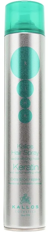 Kallos Cosmetics Hair Spray Extra Strong Hold With Keratin and vapour repelling effect Ekstra jak lak za kosu s keratinom i proteinima svile