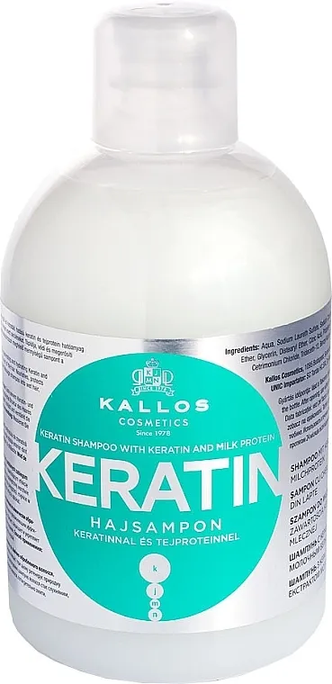 Kallos Cosmetics Keratin Shampoo Šampon s keratinom i mliječnim proteinom