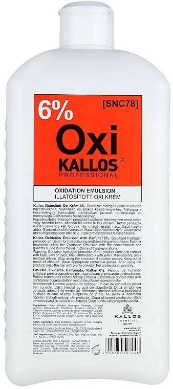 Kallos Cosmetics Oxi Oxidation Emulsion With Parfum Oksidator za kosu 6%
