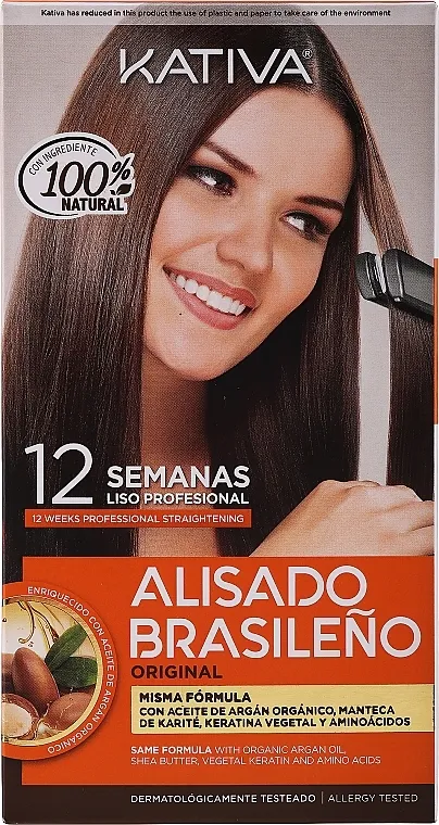 Kativa Alisado Brasileno Con Glyoxylic &amp; Keratina Vegetal Kit (shm/15ml + mask/150ml + shm/30ml + cond/30ml) Set za keratinsko ravnanje kose