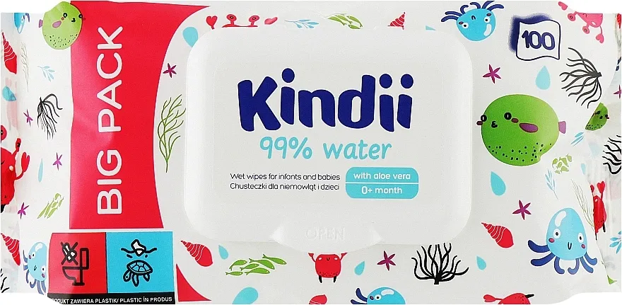 Kindii Pure Water 99% Dječje maramice, 60 kom