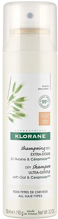Klorane Dry Shampoo Ultra-Gentle With Oat&amp;Ceramide Dark Hair Suvi šampon sa ovsom i ceramidima za tamnu kosu