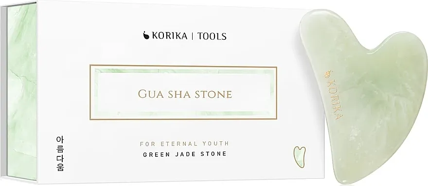 Korika Tools Gua Sha Green Jade Stone Gua Sha masažer za lice, zeleni žad