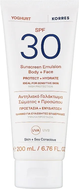 Korres Yoghurt Body + Face Sunscreen Emulsion SPF 30 Emulzija za lice i telo