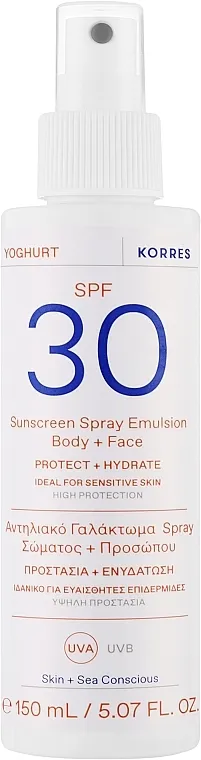 Korres Yoghurt Sunscreen Spray Emulsion Body+Face SPF 30 Emulzija za lice i telo
