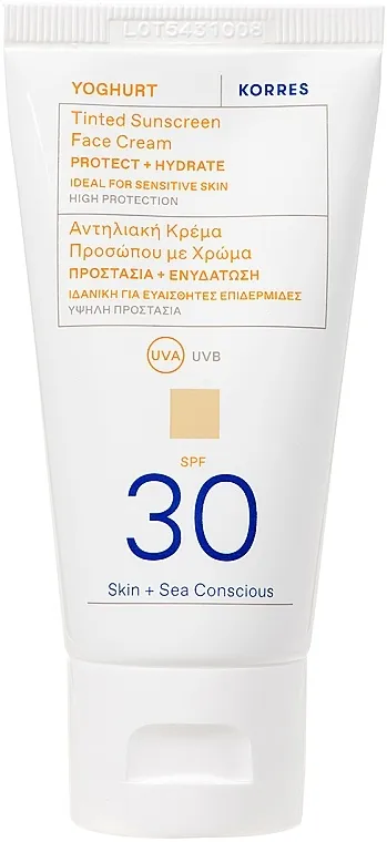 Korres Yoghurt Tinted Sunscreen Face Cream SPF30 Tonirajuća krema za sunčanje za lice