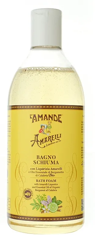 L'Amande Bath Foam With Amarelli Liquorice And Essential Oil Of Organic Bergamot Of Calabria Kupka pena Kalabrija sa sladićem i bergamotom