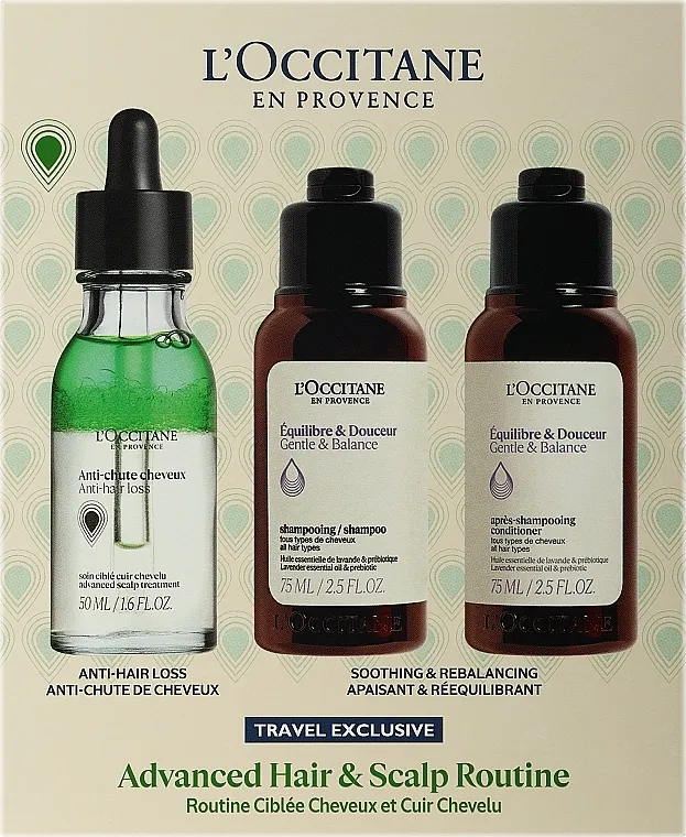L'Occitane En Provence Advanced Hair &amp; Scalp Routine (ser/50ml + shmp/75ml + cond/75ml) Set