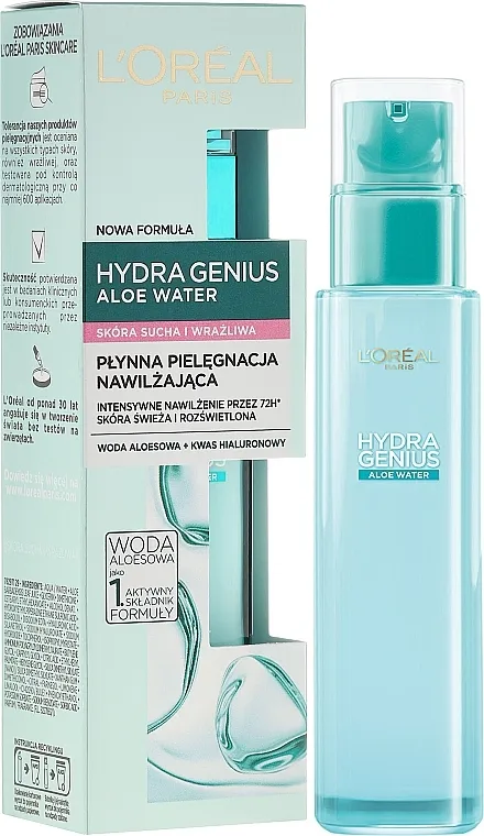 L'Oreal Paris Hydra Genius Aloe Water Aqua fluid za lice, za suhu i osjetljivu kožu