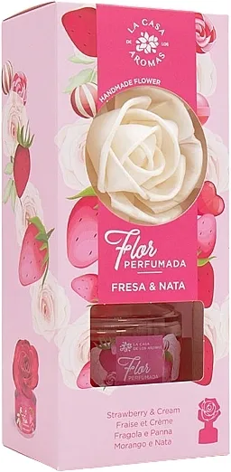 La Casa De Los Aromas Reed Diffuser Strawberry &amp; Cream Aroma difuzor u obliku cveta "Jagoda i slatka pavlaka"