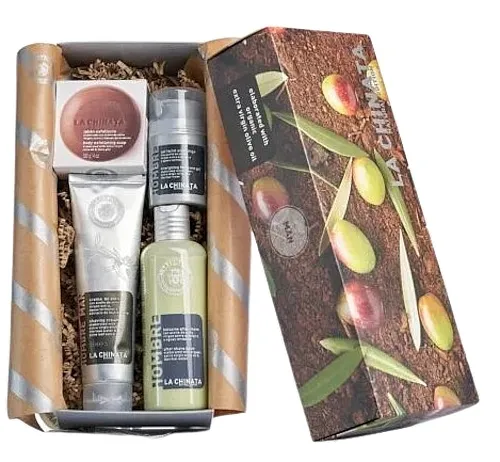 La Chinata Small-Sized Gift Pack For Men (ash/balm/250ml + sh/cr/150ml + soap/100g + f/gel/50ml) Set
