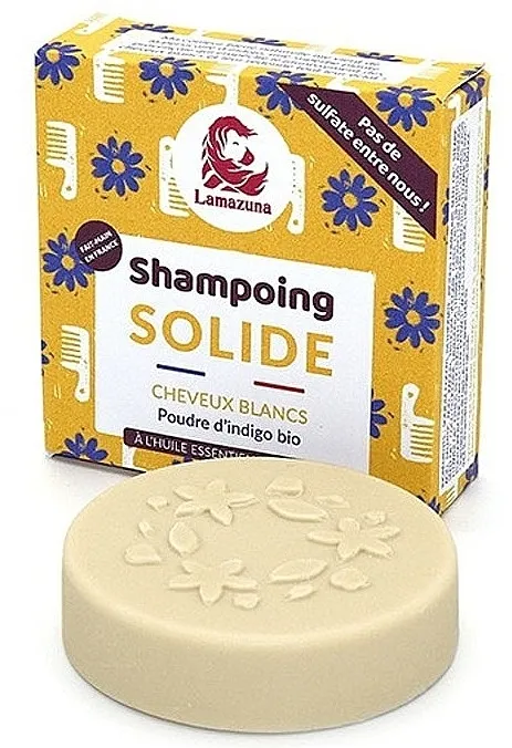 Lamazuna Solid Shampoo Čvrsti šampon za sijedu i plavu kosu "Indigo i kamilica"