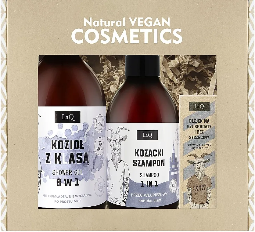 LaQ (sh/gel/500ml + shm/300ml + beard/oil/30ml) Set Koza sa stilom