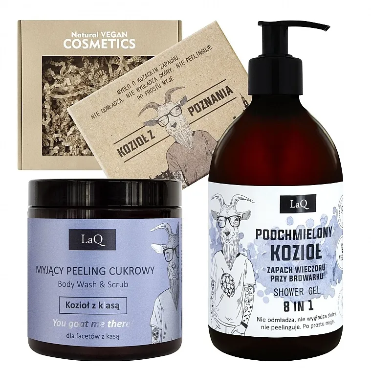 LaQ Tipsy Goat Set (sh/gel/500ml + b/scrub/220g + soap/85g)