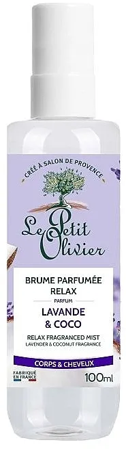 Le Petit Olivier Relax Fragranced Mist Lavender &amp; Coconut Fragrance Parfimisani sprej za kosu i telo 'Lavanda i kokos'