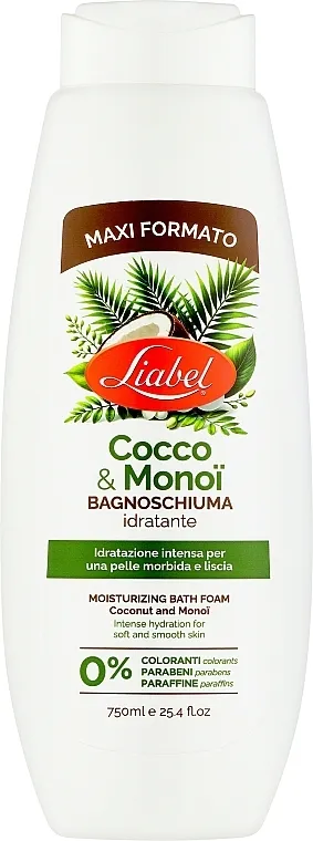 Liabel Moisturizing Bath Foam Coconut &amp; Monoi Gel za kupanje i tuširanje Kokos i Monoi