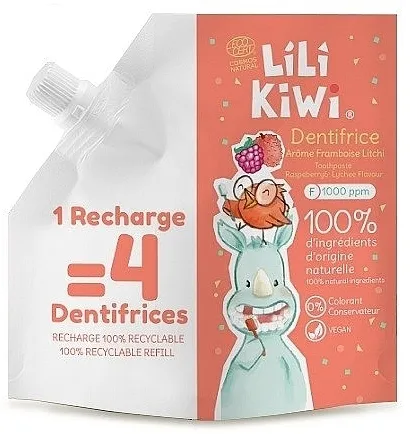 Lilikiwi 1000 Ppm Fluoride Toothpaste Refill Pasta za zube za decu "Malina i liči"