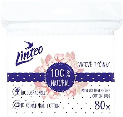 Linteo Natural Cotton Buds Pamučne loptice, 80 kom.