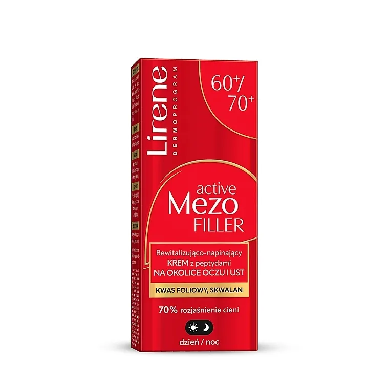 Lirene Dermo Program Active Mezo Filler Revitalizujuća i zatežujuća krema s peptidima za predeo oko očiju i usana 60/70+