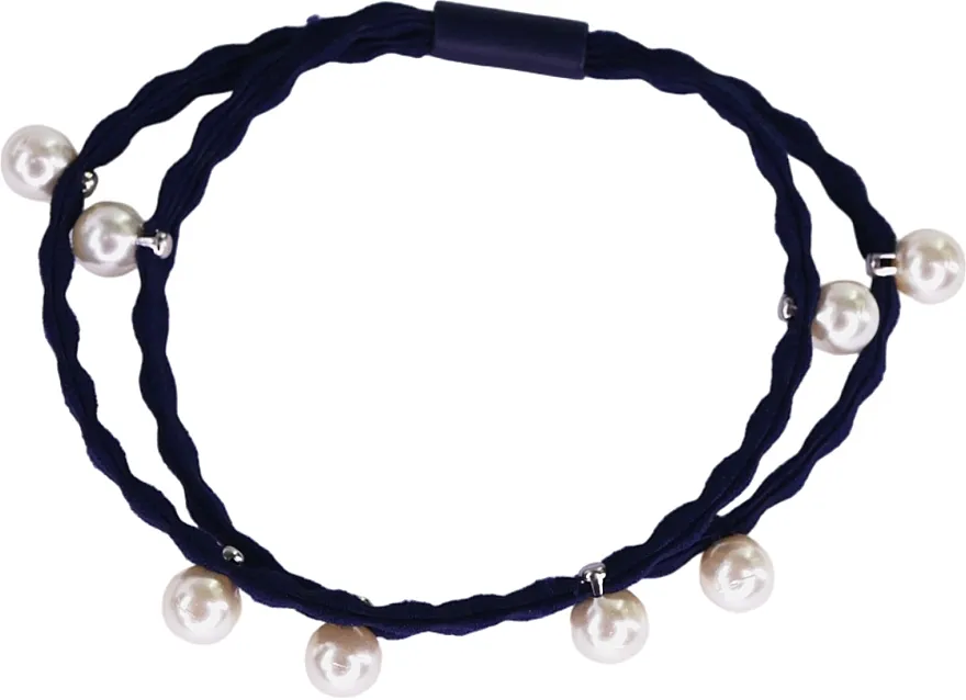Lolita Accessories Dvostruka gumica za kosu sa roze biserom, plava
