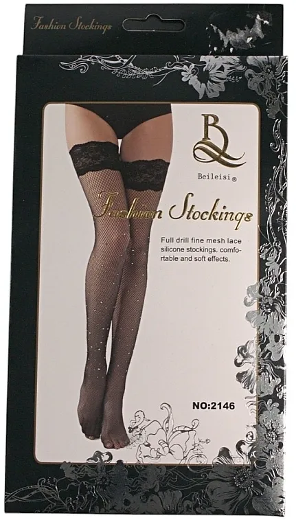 Lolita Accessories Ženske čarape sa cirkonima, crne