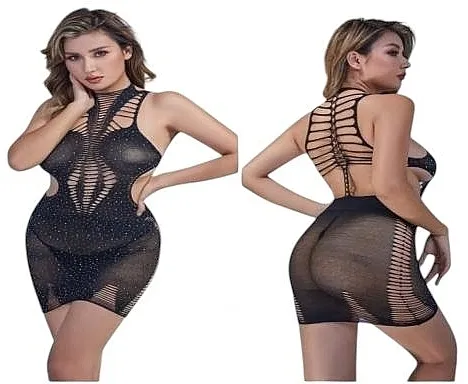 Lolita Accessories Errotska haljina od mrežice, elastična, crna