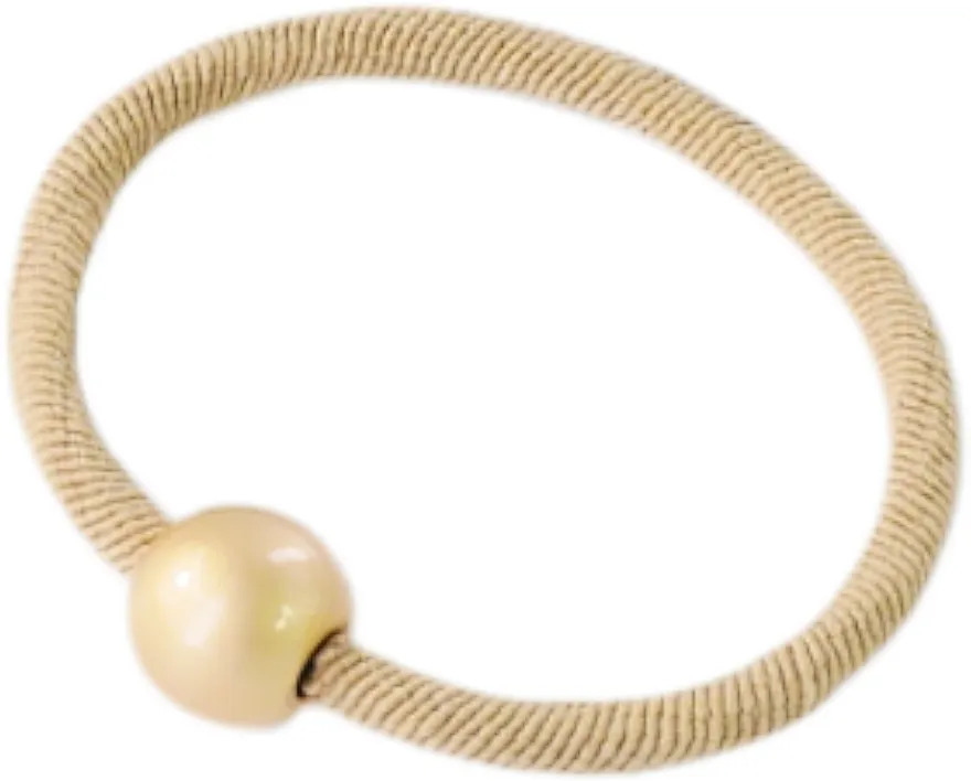 Lolita Accessories Gumica za kosu sa perlicom, bež