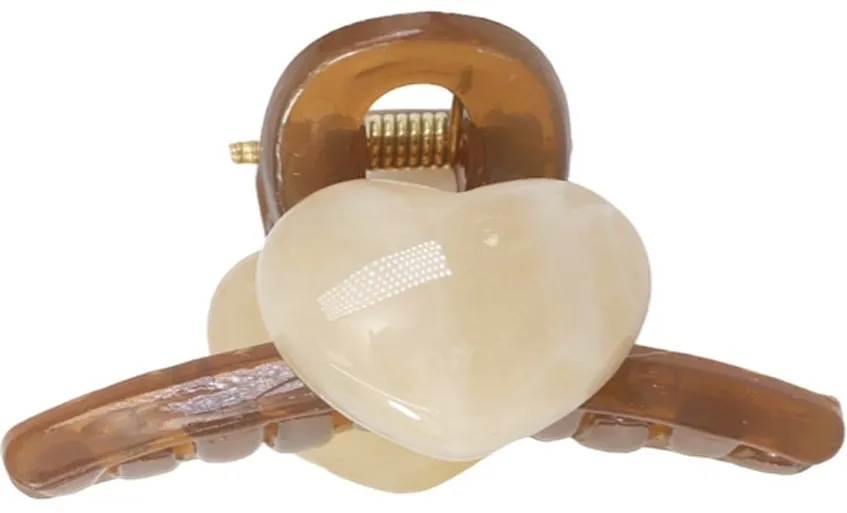 Lolita Accessories Šnala za kosu, braon sa bež srcem
