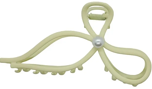 Lolita Accessories Šnala za kosu, mašna sa biserom, bela