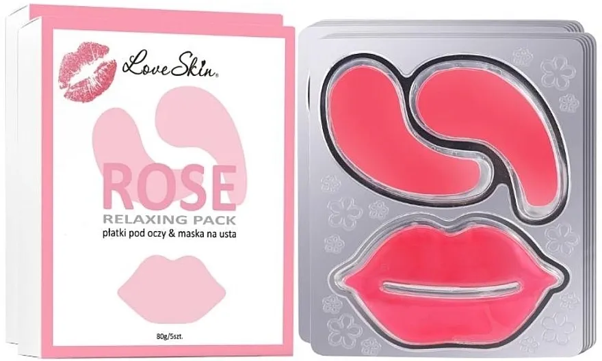 Love Skin Rose Relaxing Pack Set hidrogelnih flastera za predeo oko očiju i usana sa prirodnim ekstraktima ruže