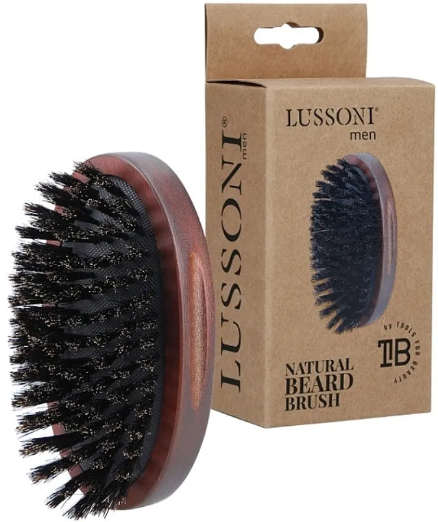 Lussoni Men Natural Baerd Brush Četka za bradu od prirodnih čekinja vepra, ovalnog oblika