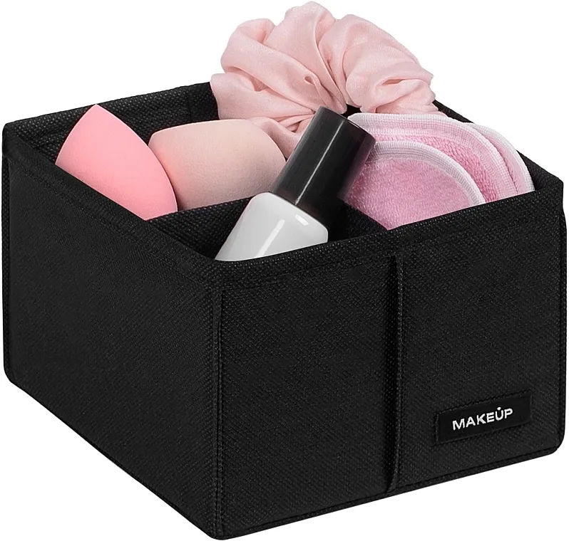 MAKEUP Drawer Underwear Organizer Black Organajzer sa 4 pregrade, crni, 15x15x10 cm "Home"