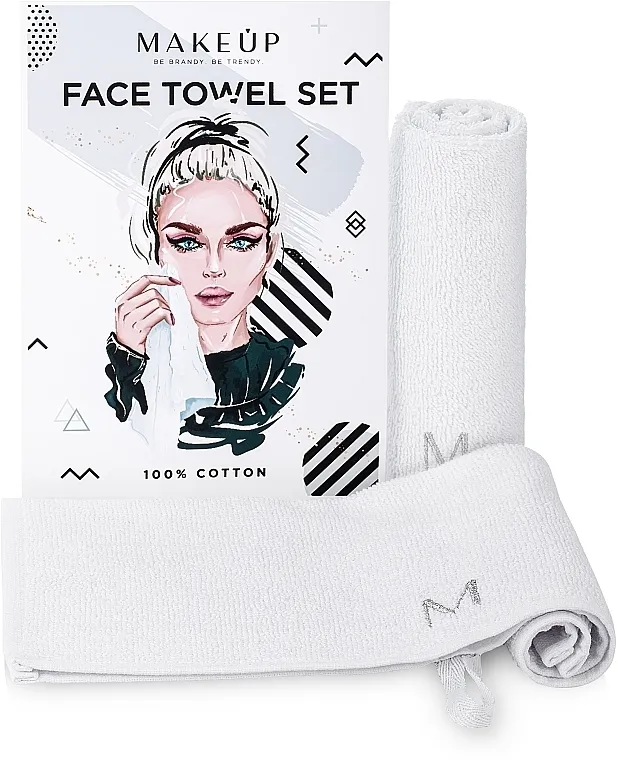 MAKEUP Face Towel Set Putni set ručnika za lice, bijeli "MakeTravel"