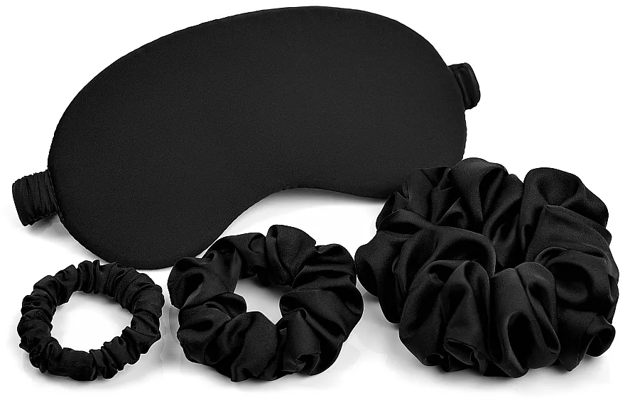 MAKEUP Gift Set Black Sleep Mask, Scrunchies Poklon set aksesoara, crni "Sensual"