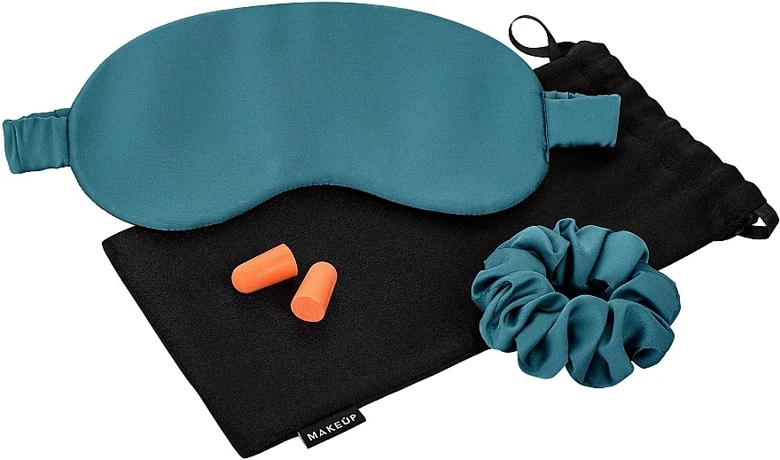 MAKEUP Gift Set Green Sleep Mask, Scrunchie, Ear Plugs Set za spavanje smaragd u poklon kutiji "Relax Time"