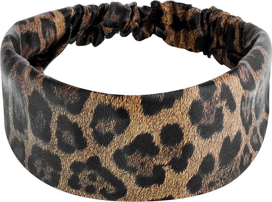 MAKEUP Hair Accessories Traka za glavu, eko koža ravna, leopard braon "Faux Leather Classic"
