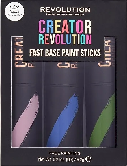 Makeup Revolution Creator Fast Base Paint Stick Set Pink, Blue &amp; Green Set štapića za šminkanje