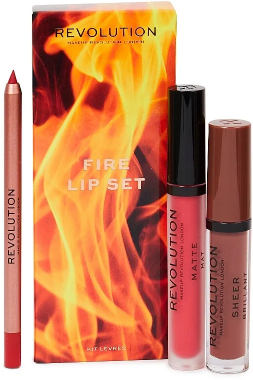 Makeup Revolution Fire (l/gloss/3.5ml + lipstick/3ml + l/liner/1g) Make-up set