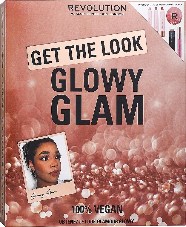 Makeup Revolution Get The Look Glowy Glam Set, 6 proizvoda