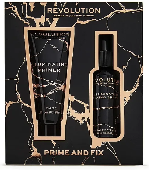 Makeup Revolution Illuminating Prime &amp; Fix Duo (f/primer/25ml + fix spr/50ml) Set