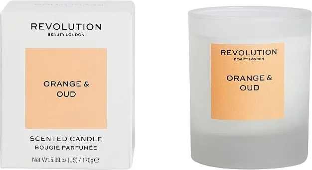 Makeup Revolution Orange &amp; Oud Scented Candle Mirisna svijeća "Naranča i oud"